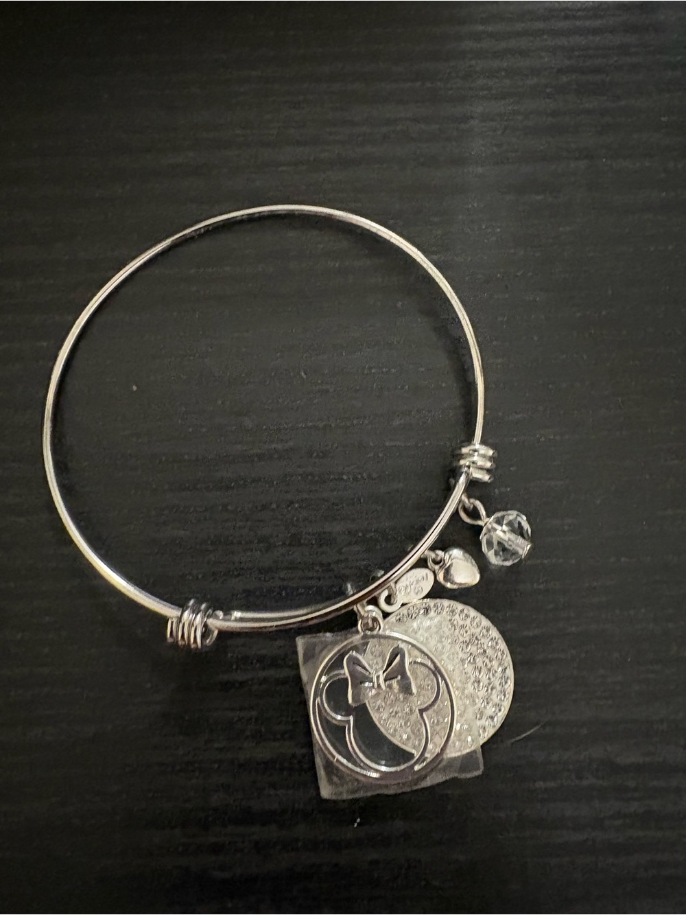 Silver Minnie Mouse Charm Bangle Bracelet